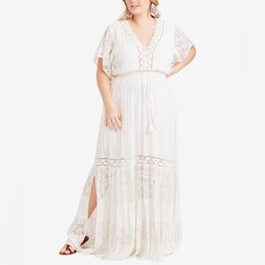 Avenue White Lace Maxi Dress